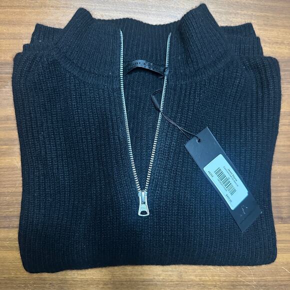 Jenni Kayne Cashmere Half Zip, Black, Quiet Luxury, $495 MSRP, NWT Medium - Picture 1 of 9
